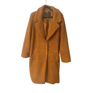 Lucky Brand Teddy Bear Faux Fur Oversized Coat Soft Camel Knubby Texture Xl/T
